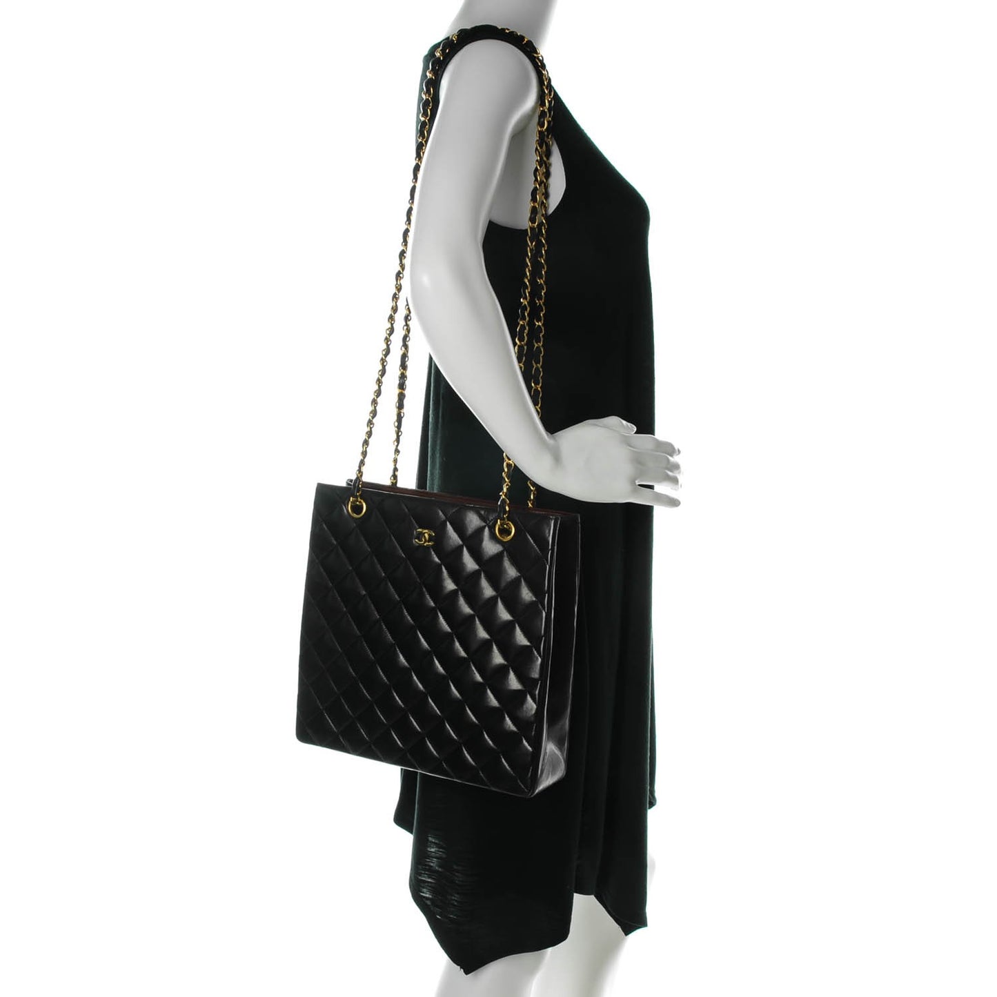 Lambskin Quilted Shoulder Bag Black