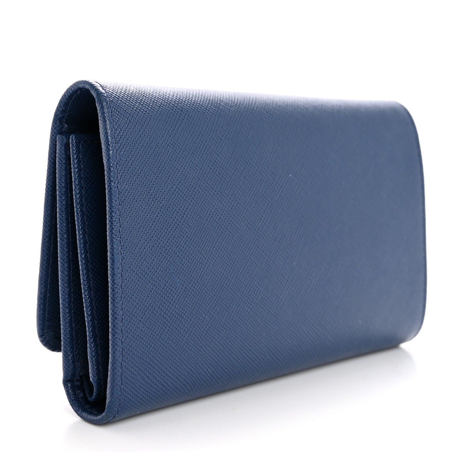 Prada Saffiano Metal French Flap Compact Wallet Bluette 4 of 12