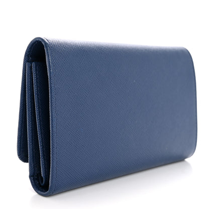 Prada Saffiano Metal French Flap Compact Wallet Bluette 4 of 12