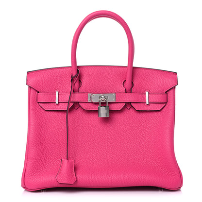 Hermes Taurillon Clemence Birkin 30 Rose Shocking 1 of 13