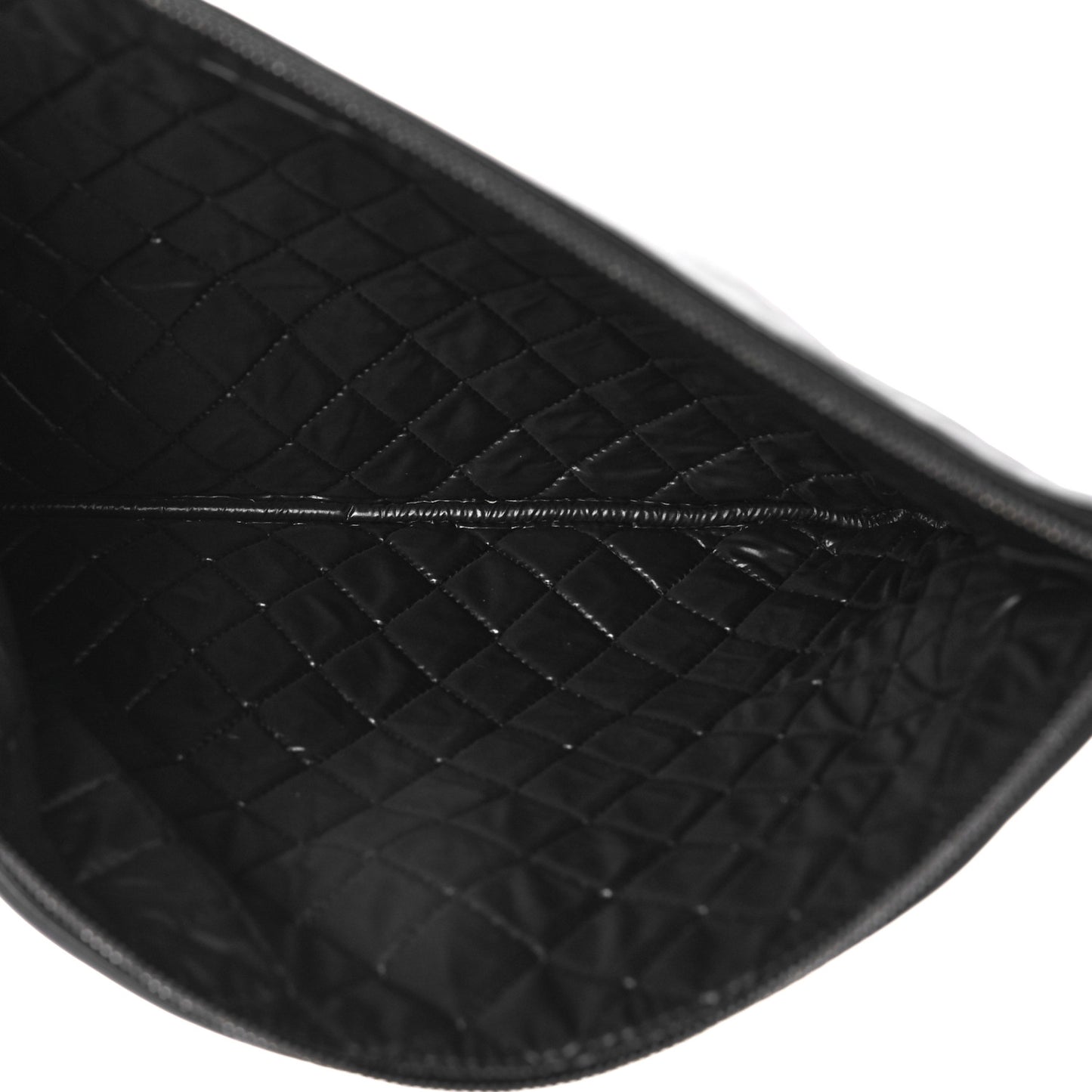 Lambskin Patent Quilted Large Cosmetic Case Black