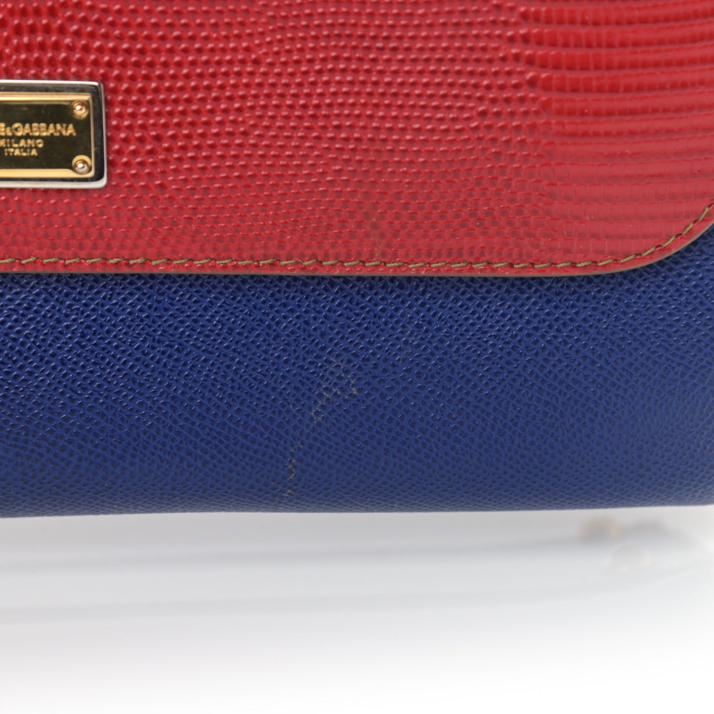Lizard Calfskin Embossed Tri-Color Medium Miss Sicily Satchel Red Blue Grey