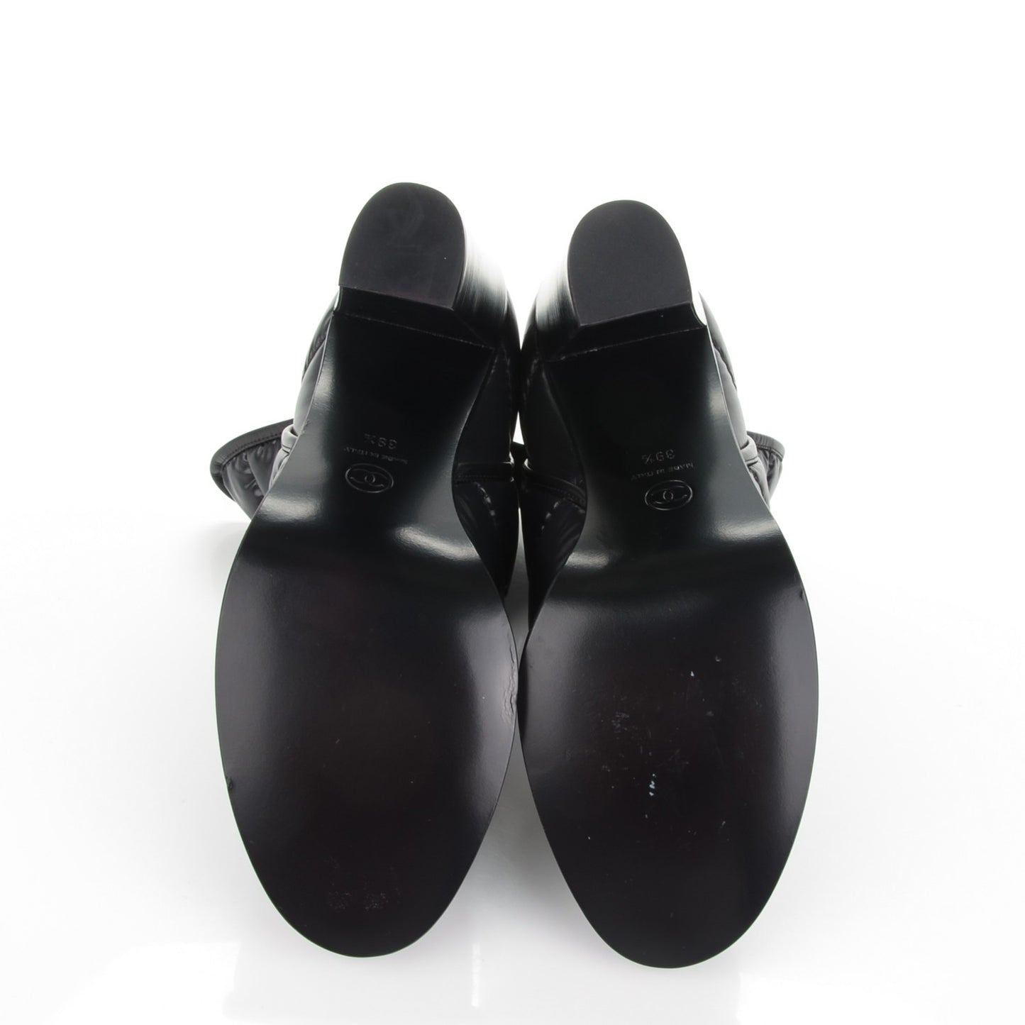 Calfskin Nylon Quilted CC Short Boots 39.5 Black