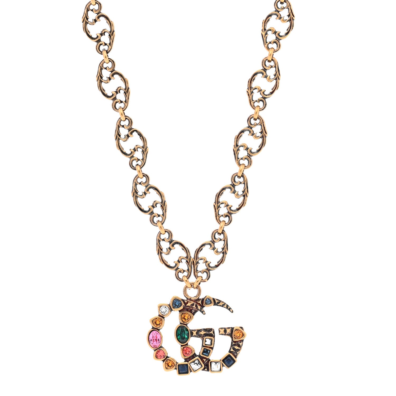 Gucci Crystal Marmont Necklace Aged Gold Multicolor 1 of 6