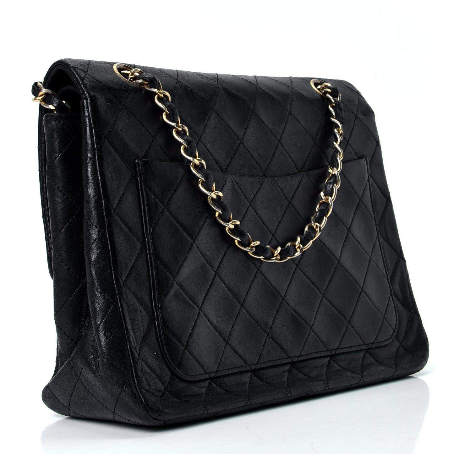Lambskin Quilted Medium Double Flap Black
