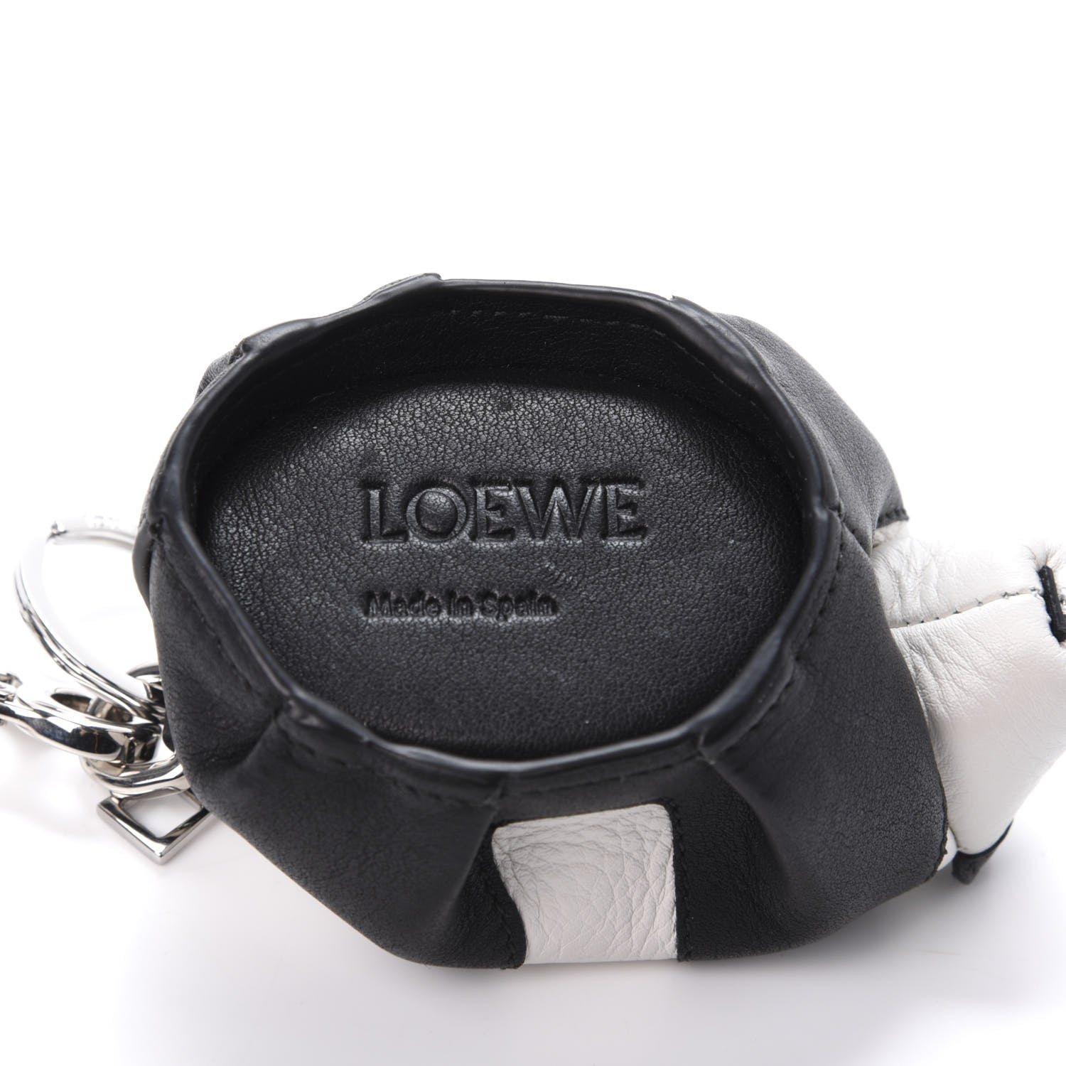 Loewe Calfskin Panda Coin Pouch Bag Charm Key Holder Black White 3 of 5