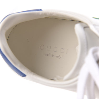 Gucci Calfskin Miro Soft Tennis Embroidered Womens Ace Sneakers 35 White Rio Blue 6 of 8