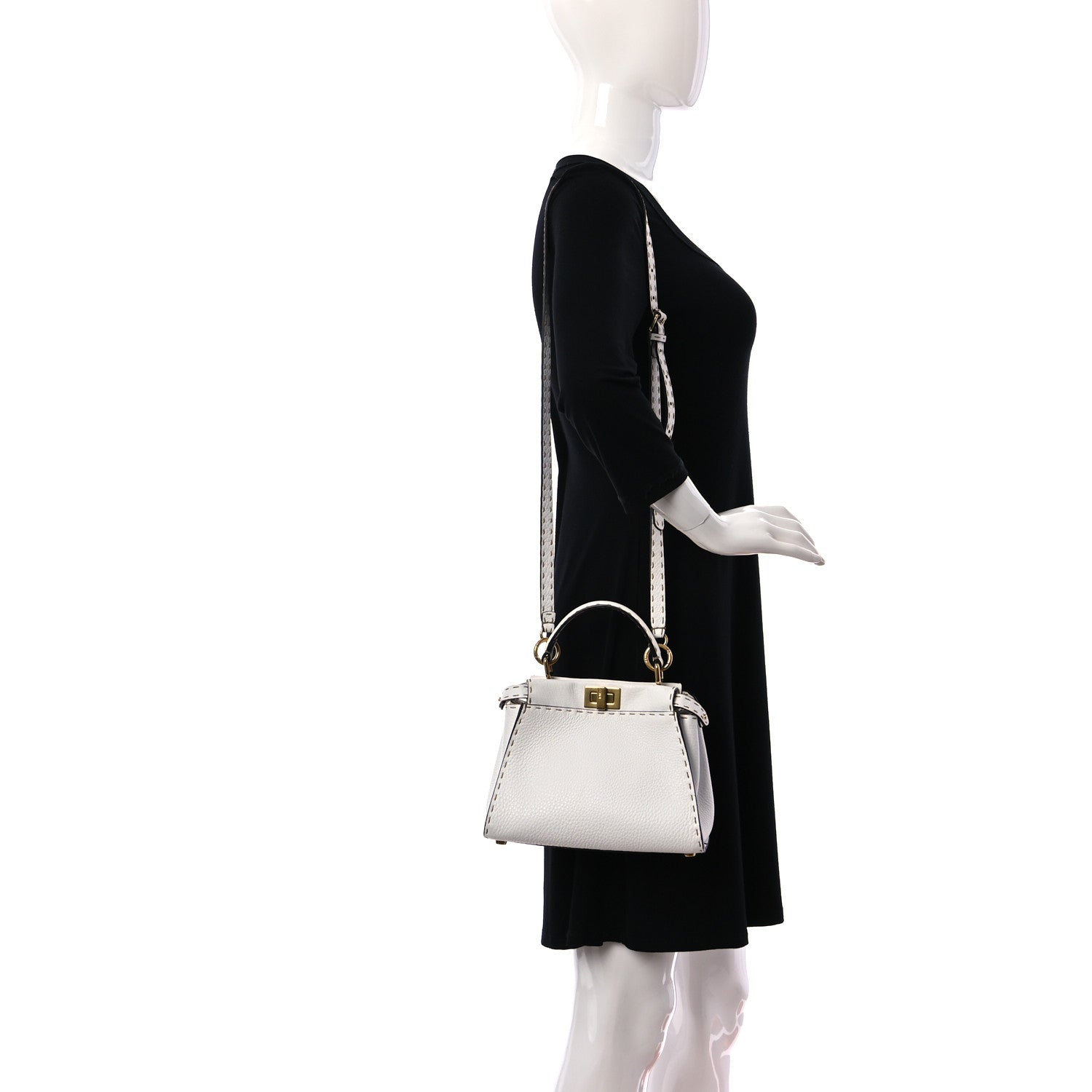 Fendi Cuoio Romano Selleria Mini Peekaboo Iconic Satchel White 2 of 9