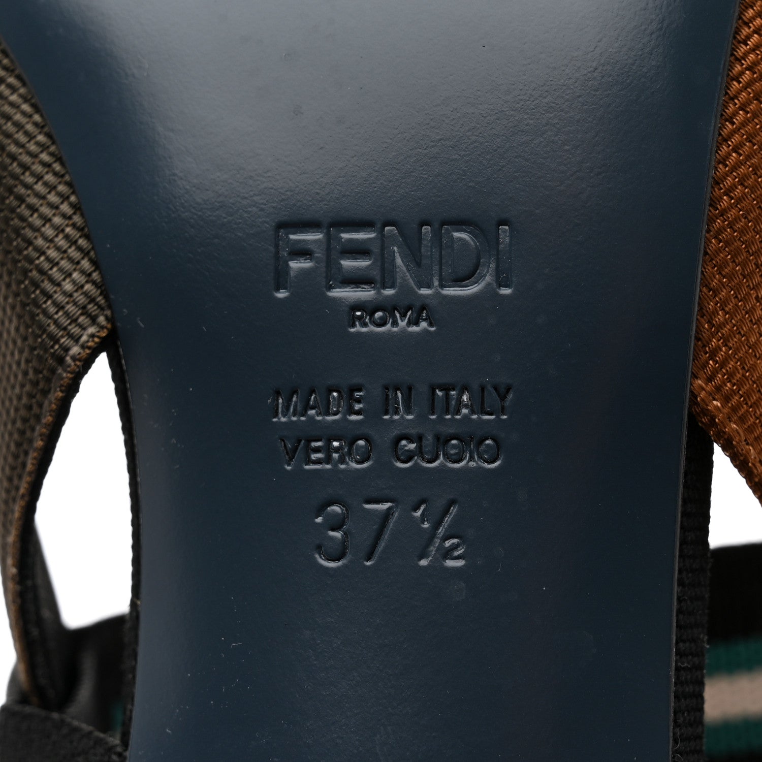 Fendi Technical Mesh Colibri 55mm Slingback Pumps 37.5 Black Verde Military 7 of 9