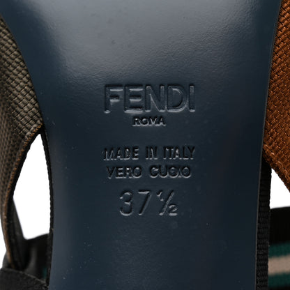 Fendi Technical Mesh Colibri 55mm Slingback Pumps 37.5 Black Verde Military 7 of 9