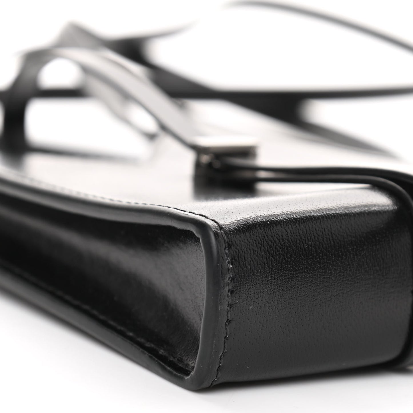 Calfskin Mini Cut Out Phone Crossbody Pouch Black