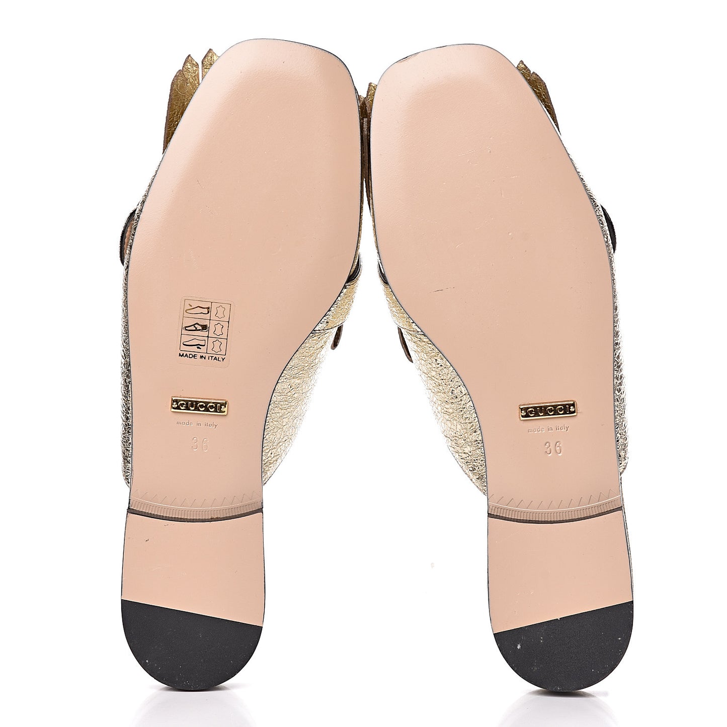 Galassia Womens GG Marmont Fringe Slippers 36 Platino