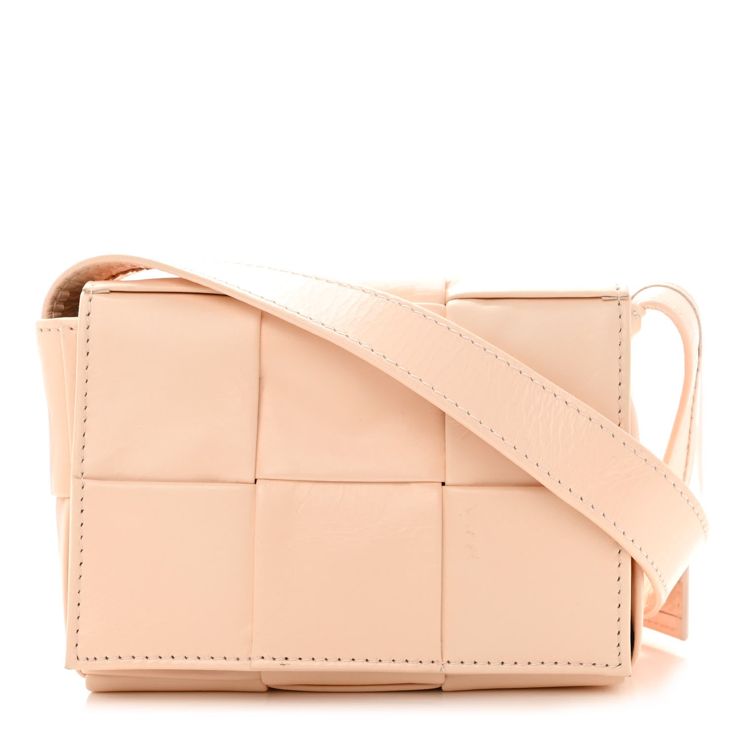 Bottega Veneta Lambskin Maxi Intrecciato Extra Mini Cassette Crossbody Bag Melon Washed 1 of 10