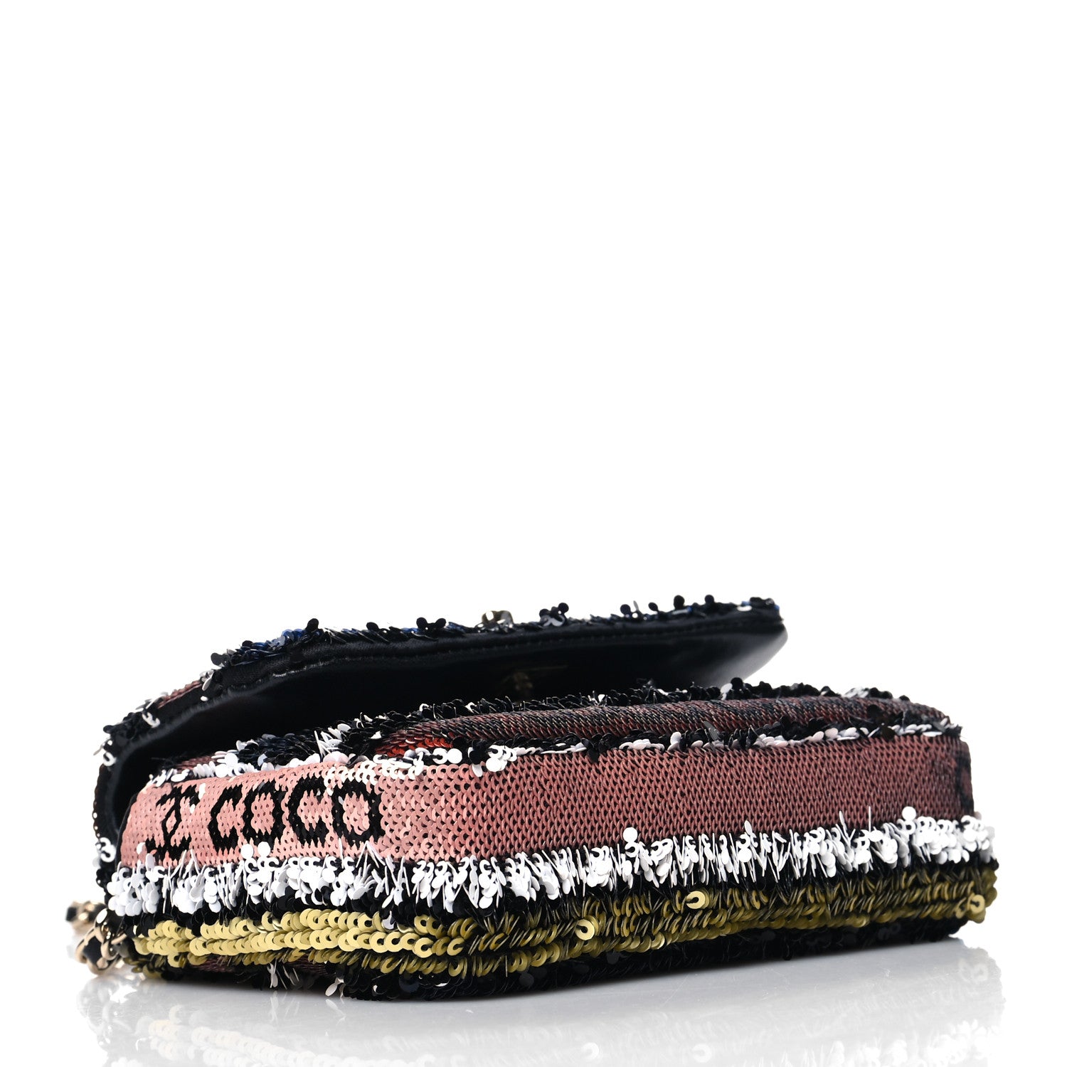 Chanel Sequin COCO Clutch With Chain Black Red 3 of 10