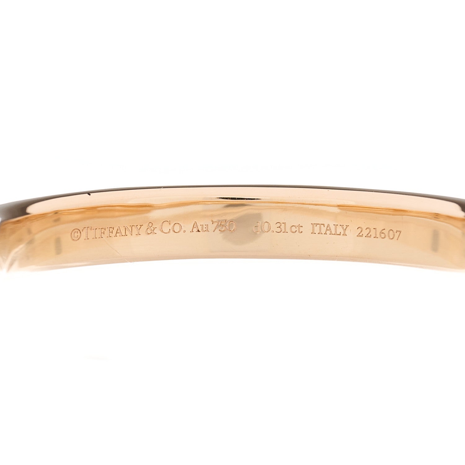 Tiffany 18K Rose Gold Diamond Tiffany Lock Bangle Bracelet 2 of 6