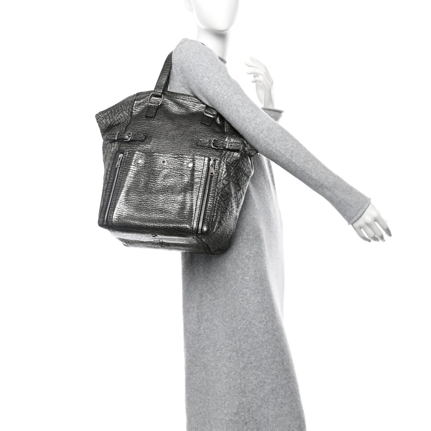 Saint Laurent Metallic Embossed Large Downtown Tote Black 2 of 11