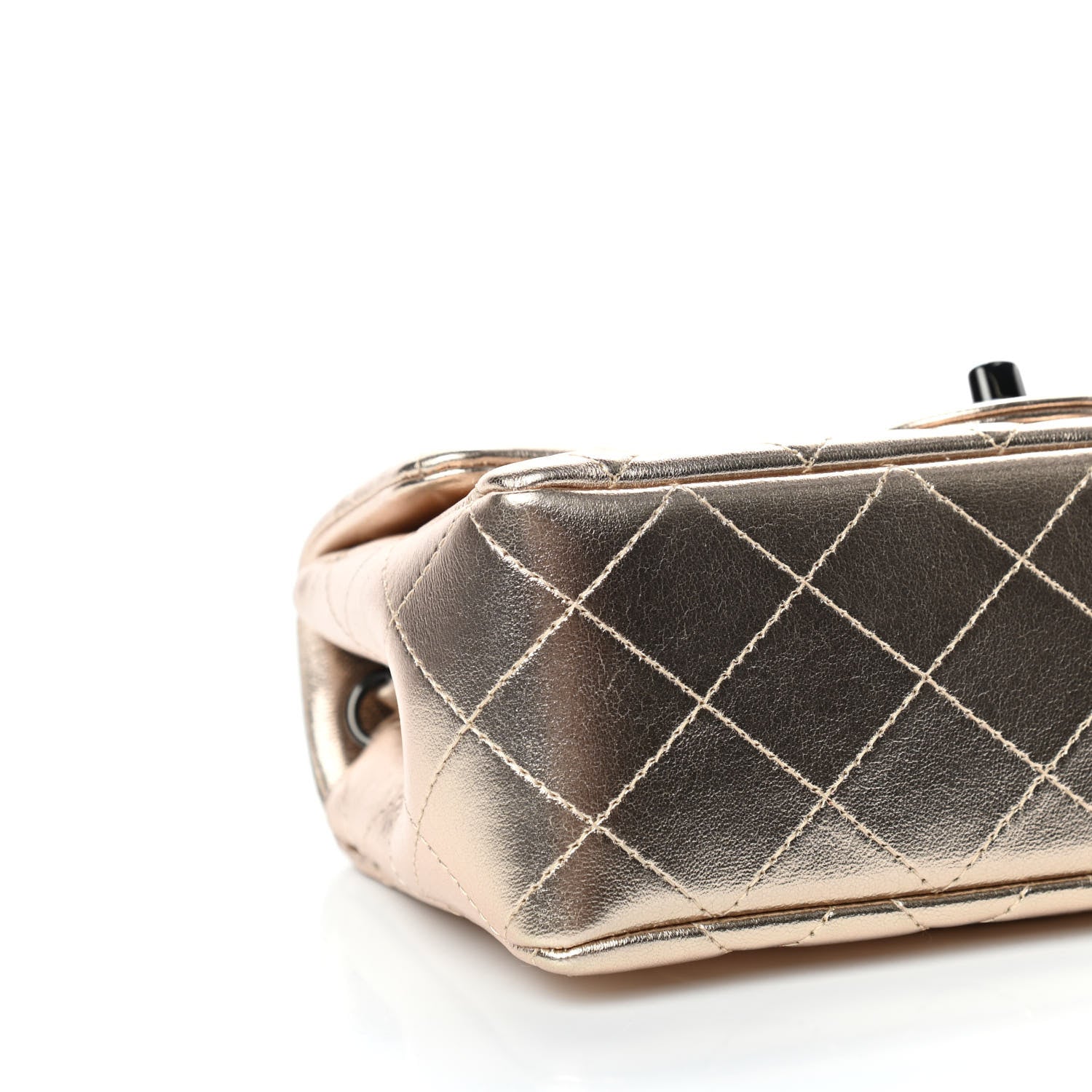 Chanel Metallic Lambskin Quilted Mini Rectangular Flap Gold Black 8 of 11