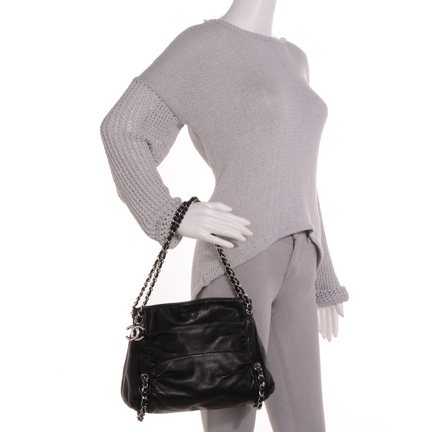 Chanel Lambskin Small Sharpei Shoulder Bag Black 2 of 7
