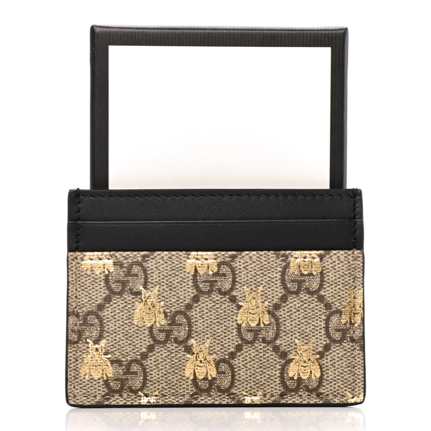 GG Supreme Monogram Bees Card Holder Black