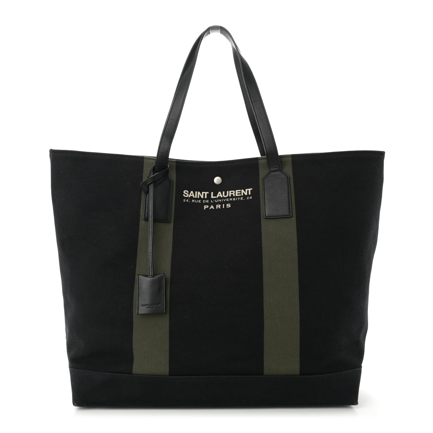 Saint Laurent Canvas Beach Shopping East West Tote Black 1 of 11