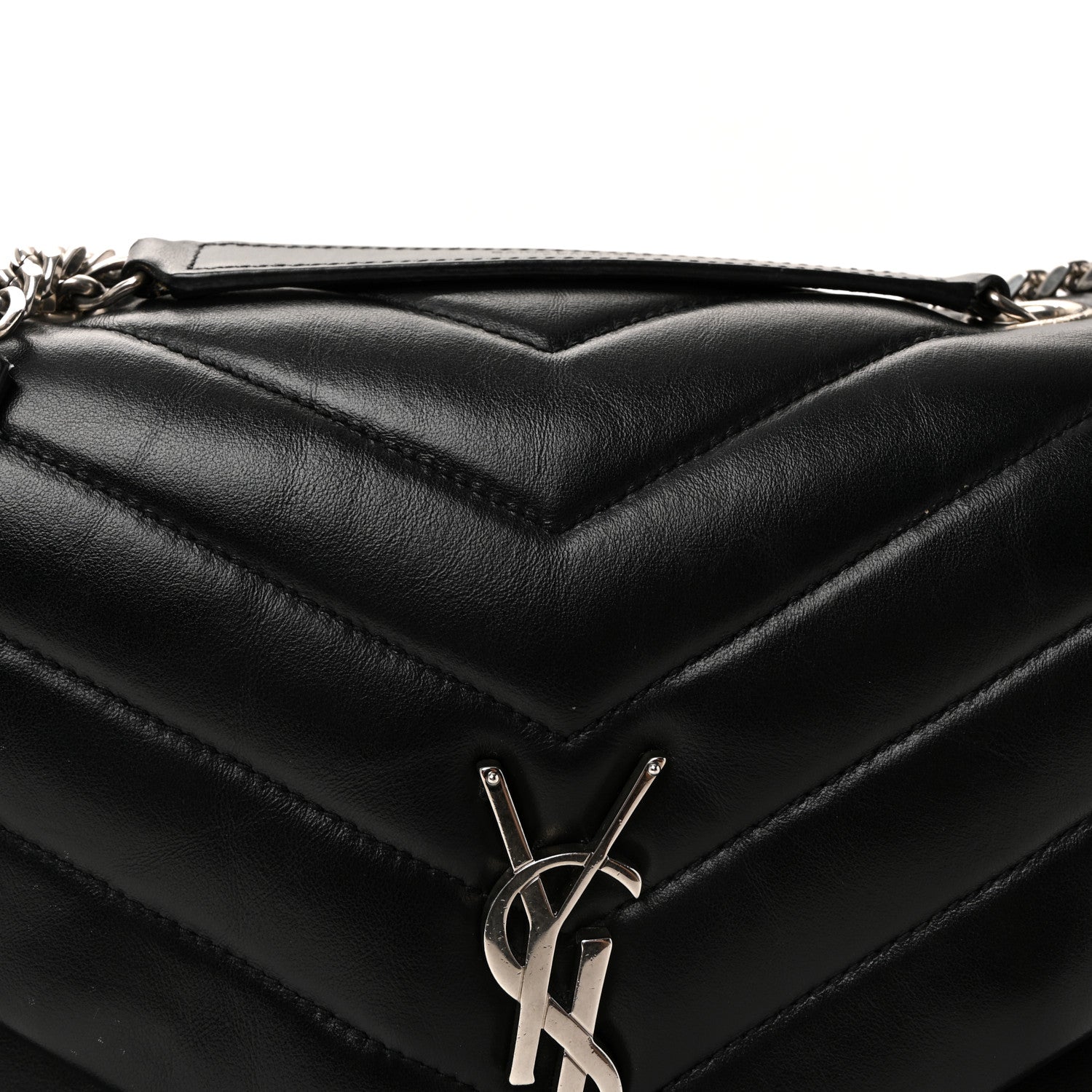 Saint Laurent Calfskin Y Quilted Monogram Medium Loulou Chain Satchel Black 7 of 9