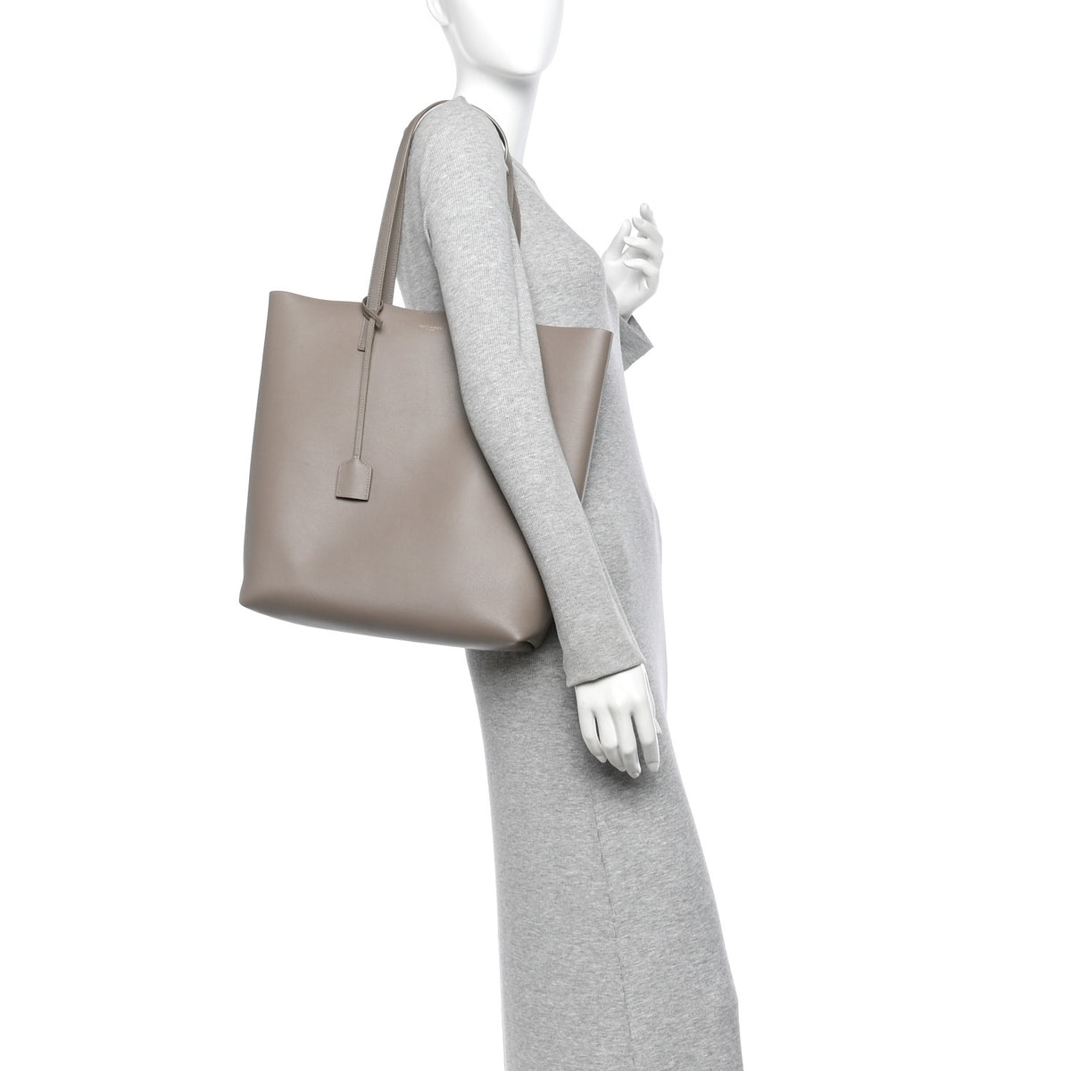 Calfskin North-South Shopping Tote Dark Beige