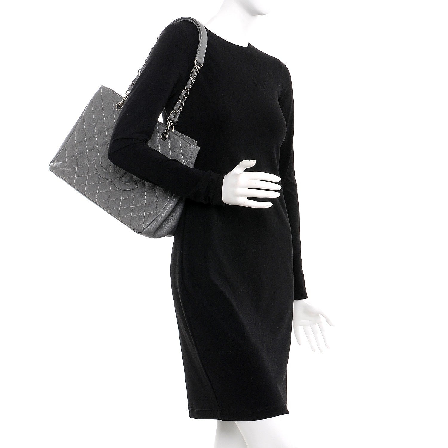Chanel Caviar Quilted Grand Shopping Tote GST Grey 2 of 9