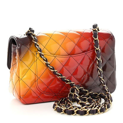 Chanel Shaded Patent Calfskin Quilted Mini Rectangular Flap Red Yellow Dark Purple 3 of 11