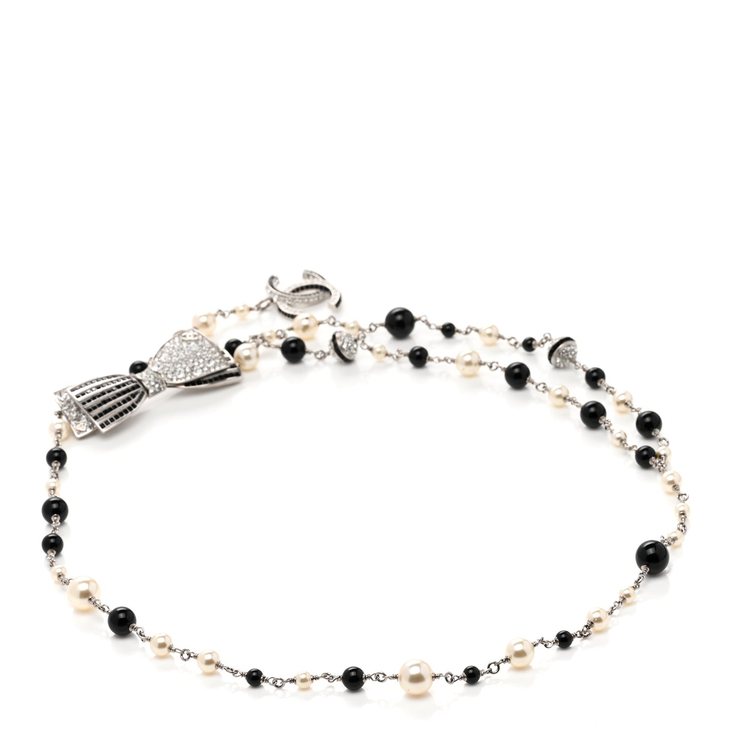 Crystal Beaded CC Bow Multi Strand Belt Black