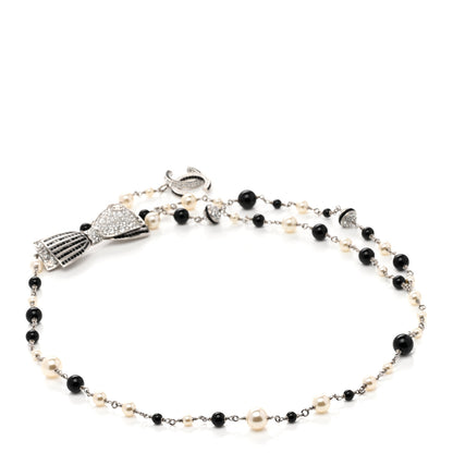 Chanel Crystal Beaded CC Bow Multi Strand Belt Black 2 of 6