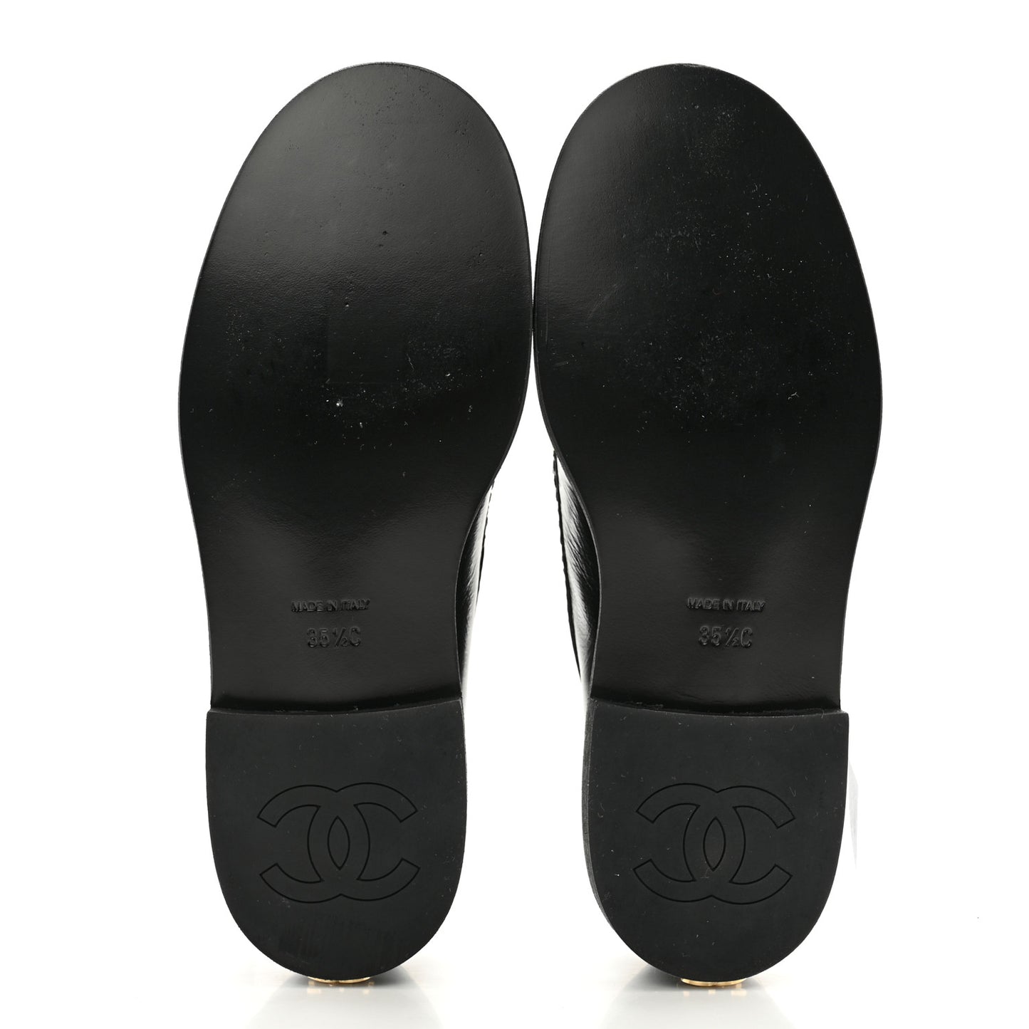 Calfskin Enamel Charms Mocassin Loafers 35.5 Black