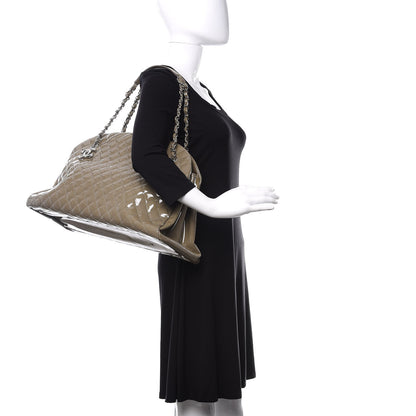 Chanel Patent Quilted Large Just Mademoiselle Bowling Bag Gris Fonce 2 of 10
