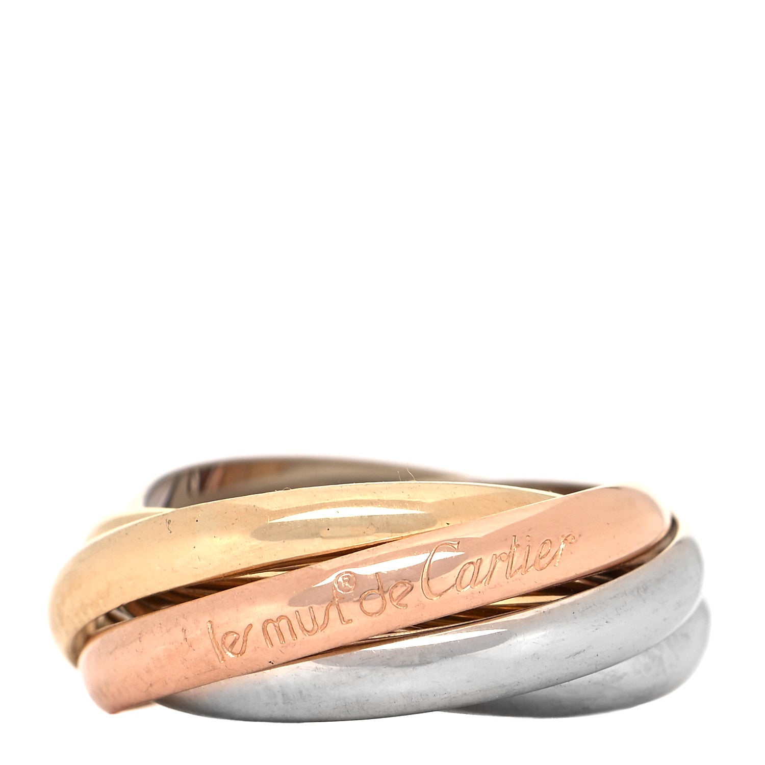 Cartier 18K Pink Yellow White Gold Five Band Les Must De Cartier Trinity Ring 52 6 2 of 10
