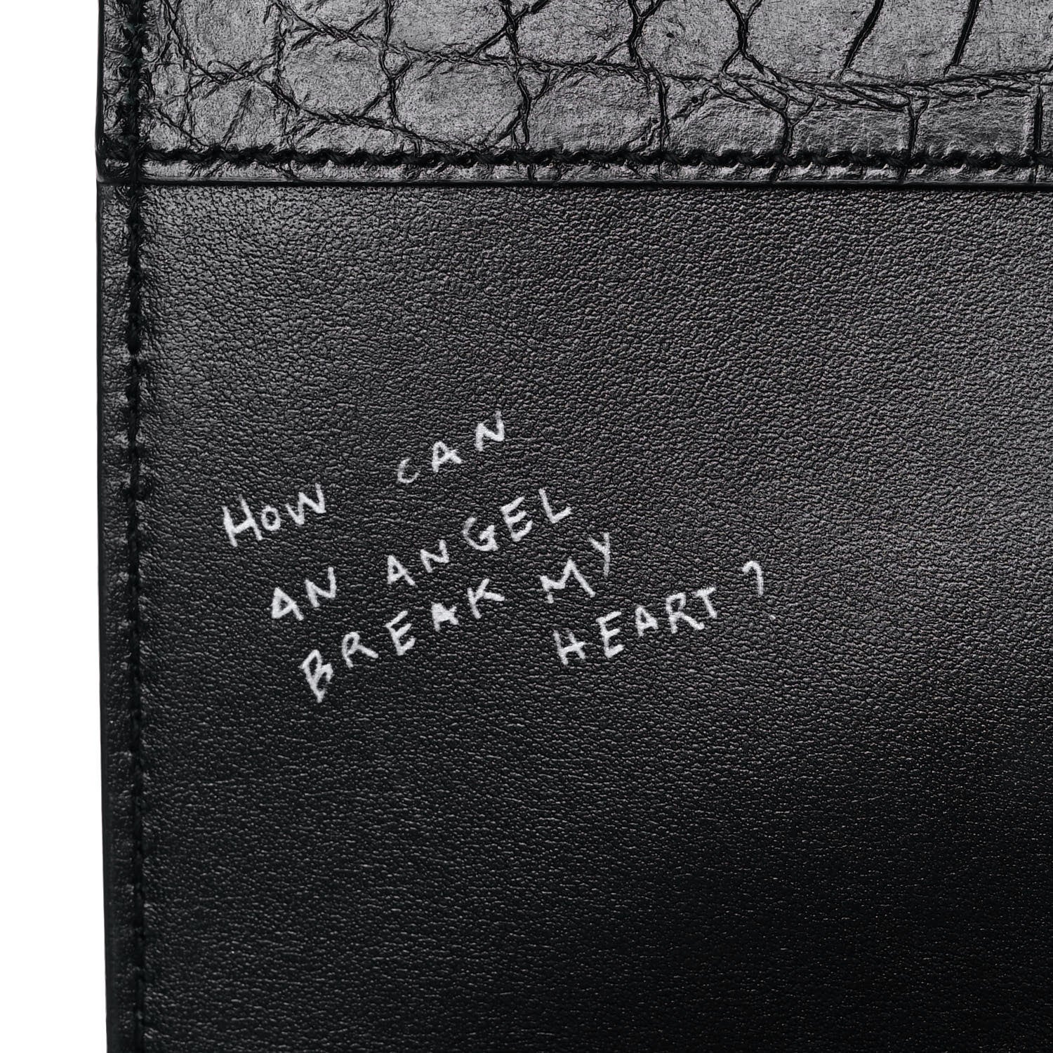 Saint Laurent Calfskin Crocodile Embossed Medium Babylone Black 7 of 13