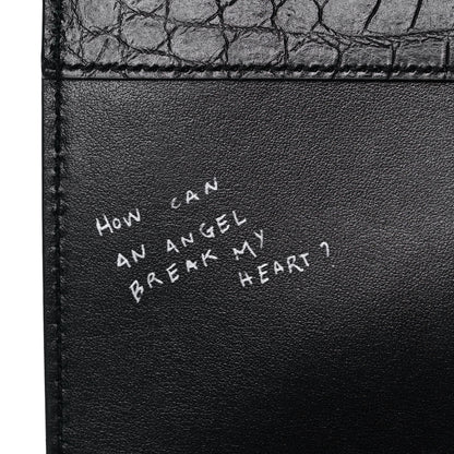 Saint Laurent Calfskin Crocodile Embossed Medium Babylone Black 7 of 13