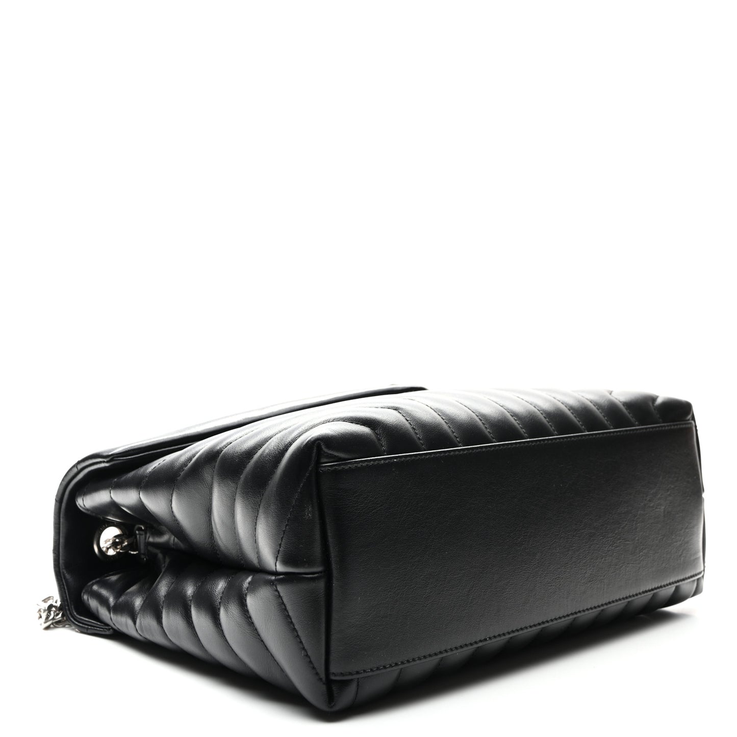 Calfskin Y Quilted Monogram Medium Loulou Chain Satchel Black