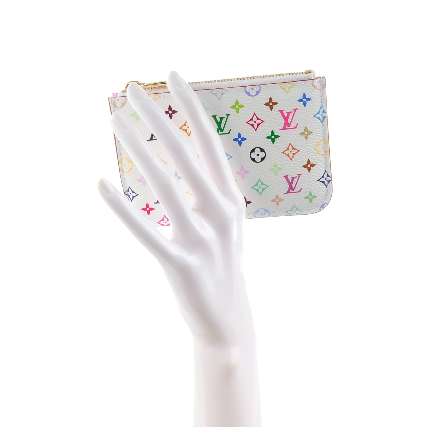 Monogram Multicolor Key Pouch White Litchi