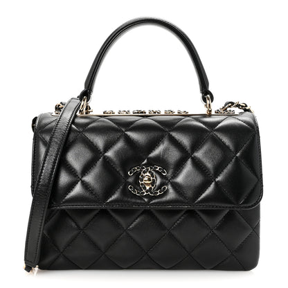 Chanel Lambskin Quilted Small Trendy CC Chain Dual Handle Flap Bag Black 1 of 10