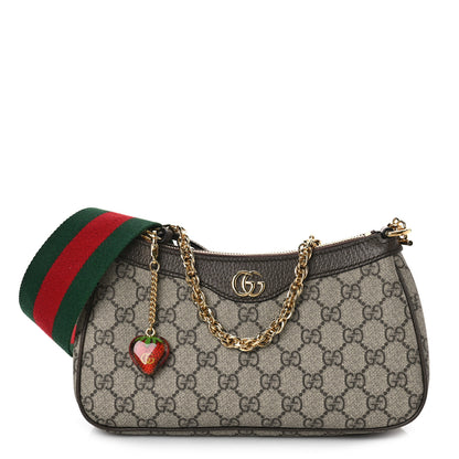 Gucci GG Supreme Monogram Textured Dollar Calfskin Web Small Ophidia GG Handbag Beige Ebony New Acero 1 of 8
