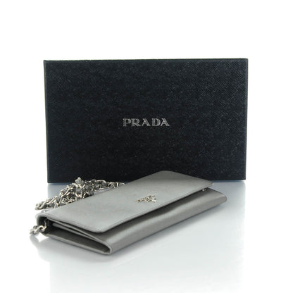 Prada Saffiano Metal Oro Chain Wallet Marmo 4 of 8
