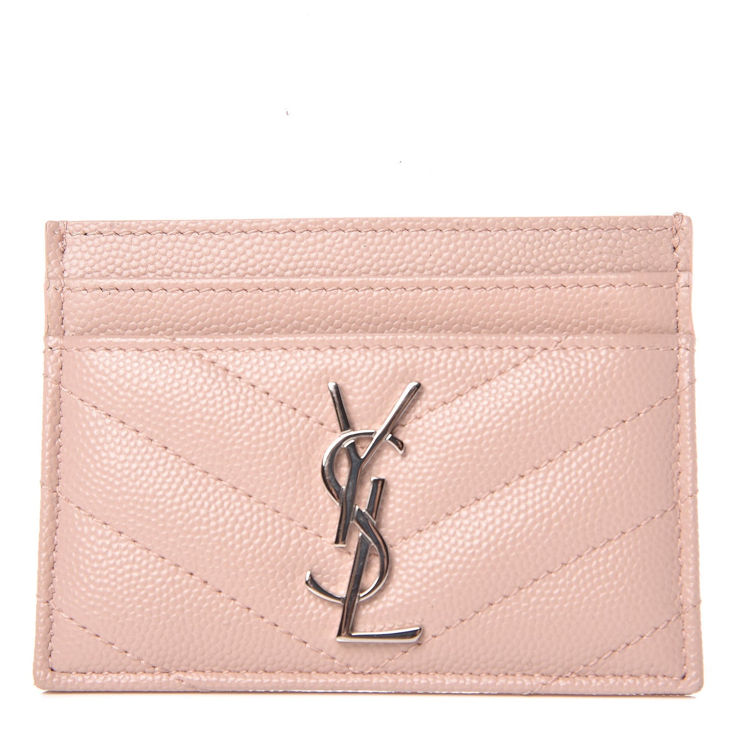 Grain De Poudre Matelasse Chevron Monogram Credit Card Case Pale Pink