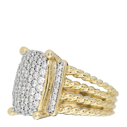 David Yurman 18K Yellow Gold Diamond 16mm Wheaton Ring 54 7 3 of 5