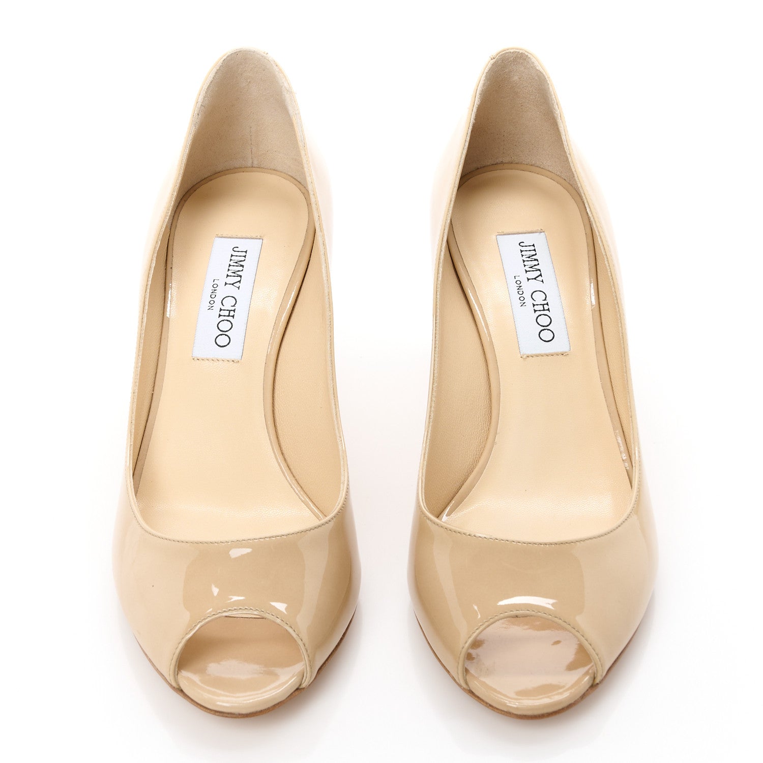 Jimmy Choo Patent Isabel Peep Toe Pumps 38.5 Nude 2 of 8