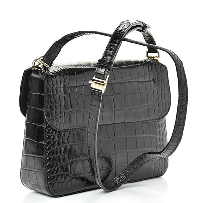 Givenchy Calfskin Crocodile Embossed Small Nobile Shoulder Bag Black 2 of 12