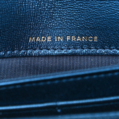 Chanel Metallic Lambskin Quilted Large Boy Gusset Flap Wallet Blue 8 of 19