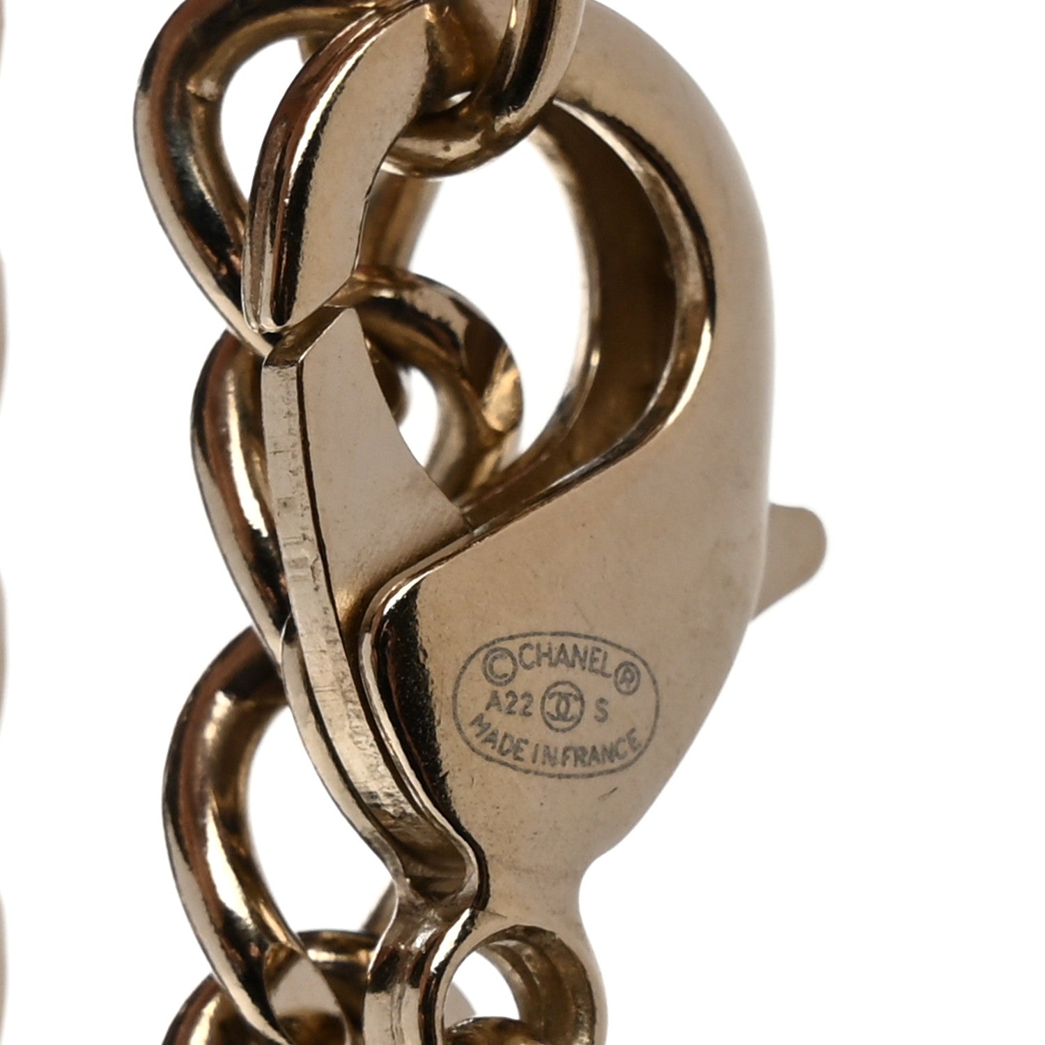 Chanel Pearl Resin Crystal CC No 5 Perfume Bottle Chain Belt Gold Pearly White 4 of 5