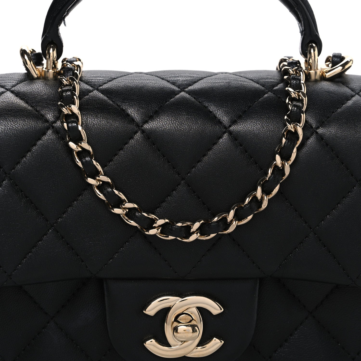 Chanel Lambskin Quilted Mini Top Handle Rectangular Flap Black 8 of 11