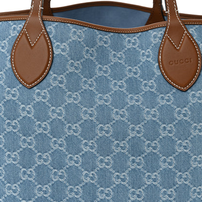Gucci New Denim GG Monogram Calfskin Large Totissima Tote Light Blue 8 of 10
