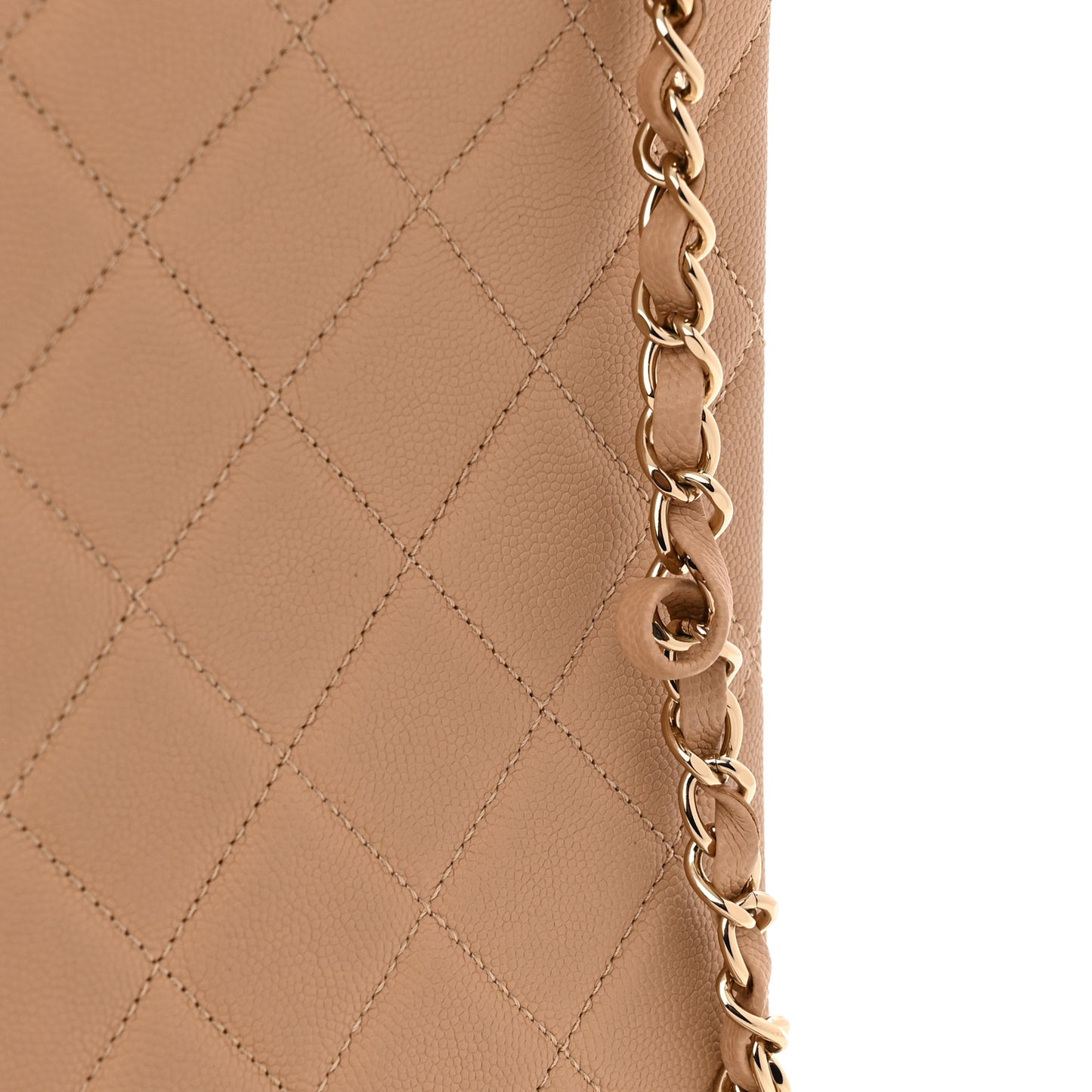 Caviar Quilted Large Business Affinity Shopping Bag Beige