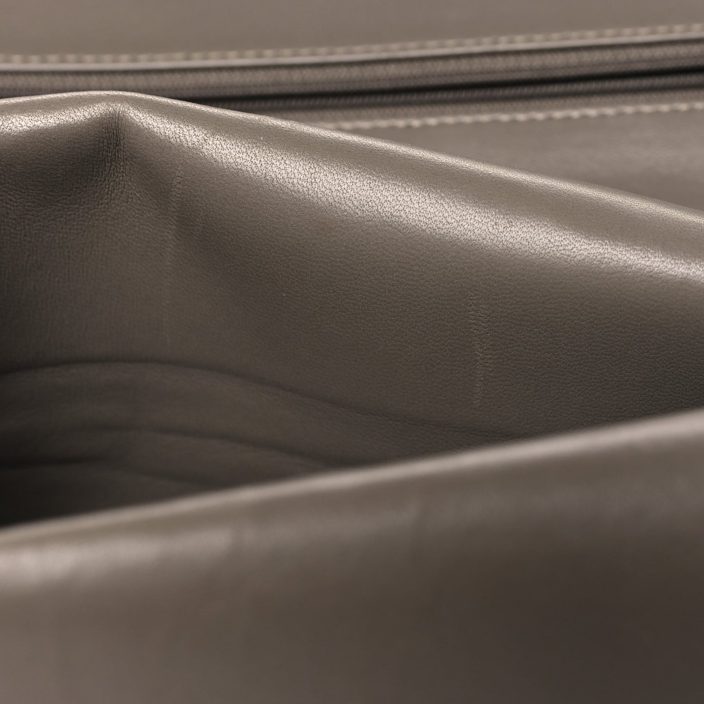 Patent Calfskin Quilted Jumbo Double Flap Grey